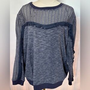 NEW w/Tags Skies Are Blue Denim Blue Heathered Knit Top Women's Plus Size 2X